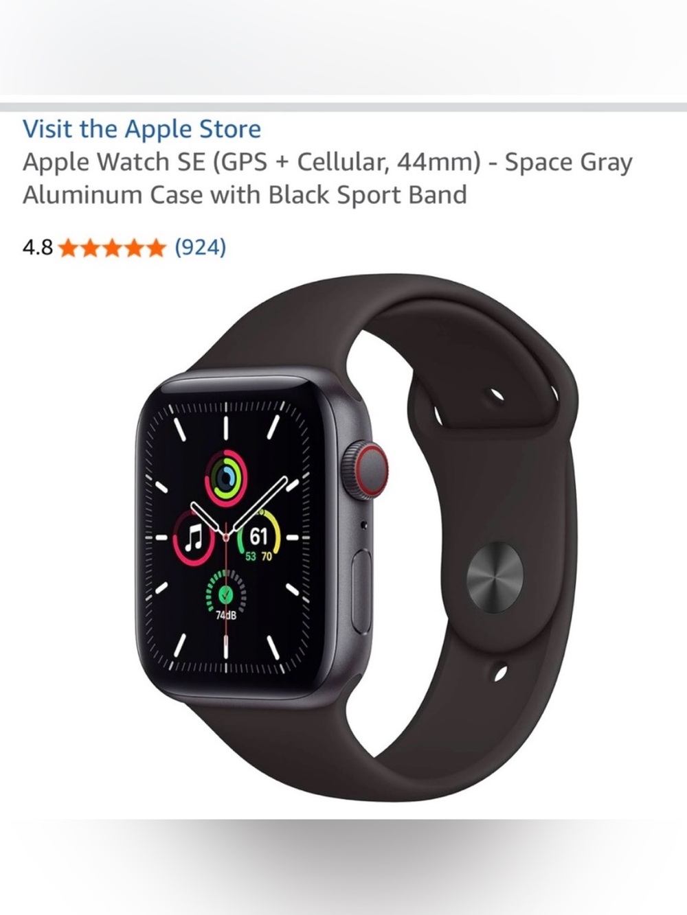 Apple Smartwatch Space Gray Aluminum (Watch Only)
